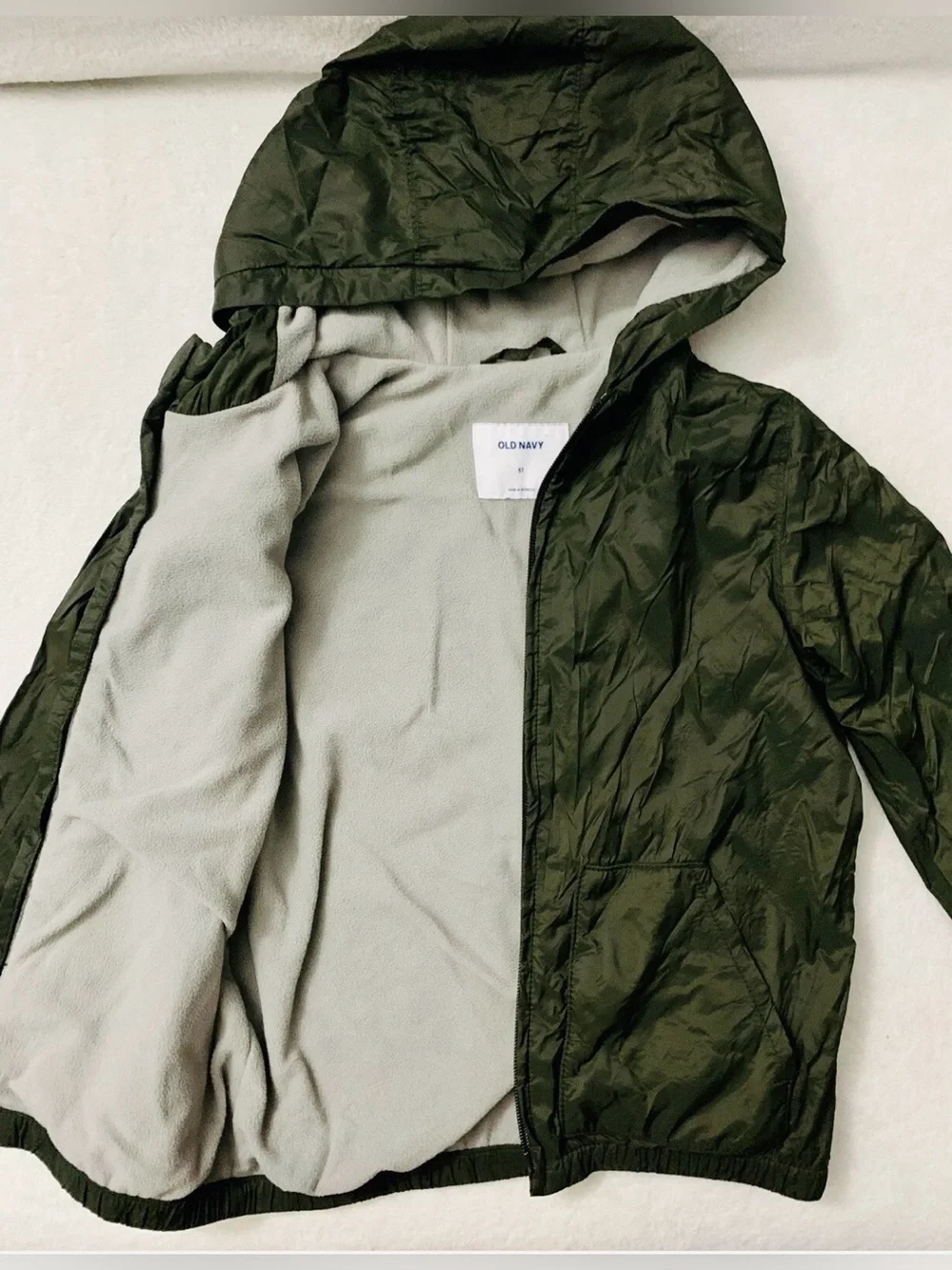 Old Navy Boys Green Hooded Full Zip Lined Jacket w/ Pockets Size 5T